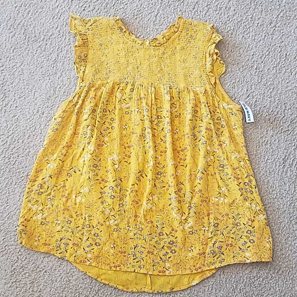 NWT Old Navy Yellow Floral Blouse Large